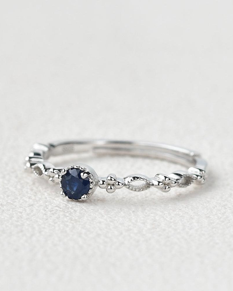 Lab Sapphire Round Cut White Gold Ring - Felicegals 丨Wedding ring 丨Fashion ring 丨Diamond ring 丨Gemstone ring--Felicegals