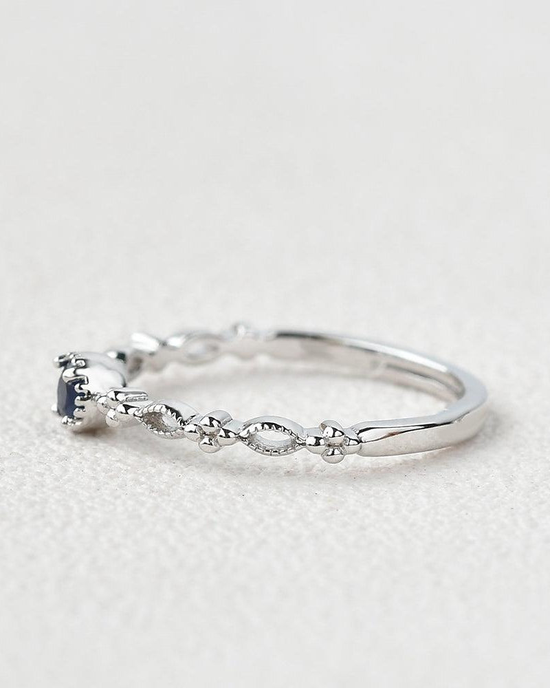 Lab Sapphire Round Cut White Gold Ring - Felicegals 丨Wedding ring 丨Fashion ring 丨Diamond ring 丨Gemstone ring--Felicegals