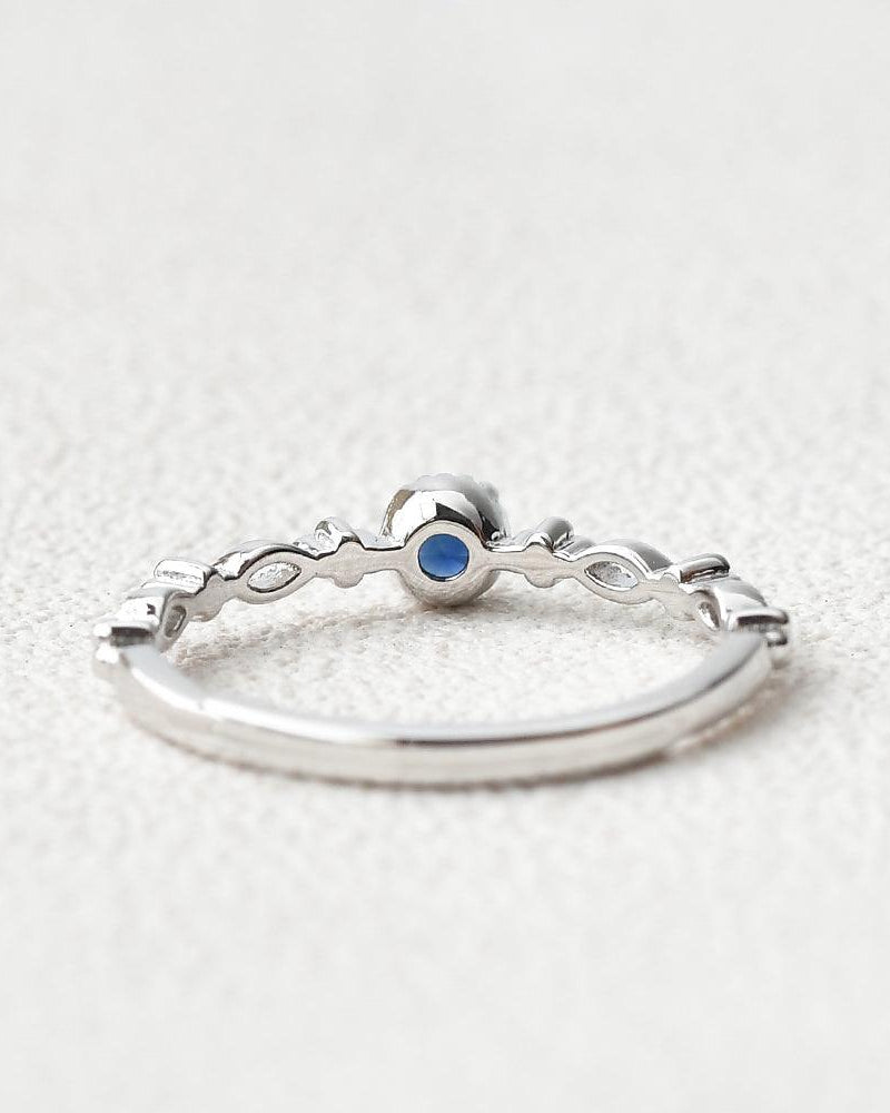 Lab Sapphire Round Cut White Gold Ring - Felicegals 丨Wedding ring 丨Fashion ring 丨Diamond ring 丨Gemstone ring--Felicegals