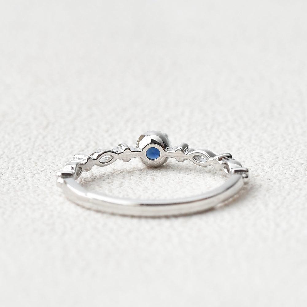 Lab Sapphire Round Cut White Gold Ring - Felicegals 丨Wedding ring 丨Fashion ring 丨Diamond ring 丨Gemstone ring--Felicegals