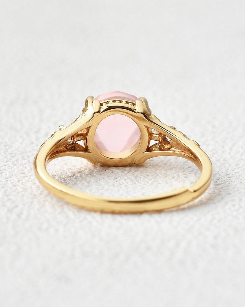 Rose Cut Pink Crsytal Vintage Inspired Yellow Gold Ring - Felicegals 丨Wedding ring 丨Fashion ring 丨Diamond ring 丨Gemstone ring--Felicegals 丨Wedding ring 丨Fashion ring 丨Diamond ring 丨Gemstone ring