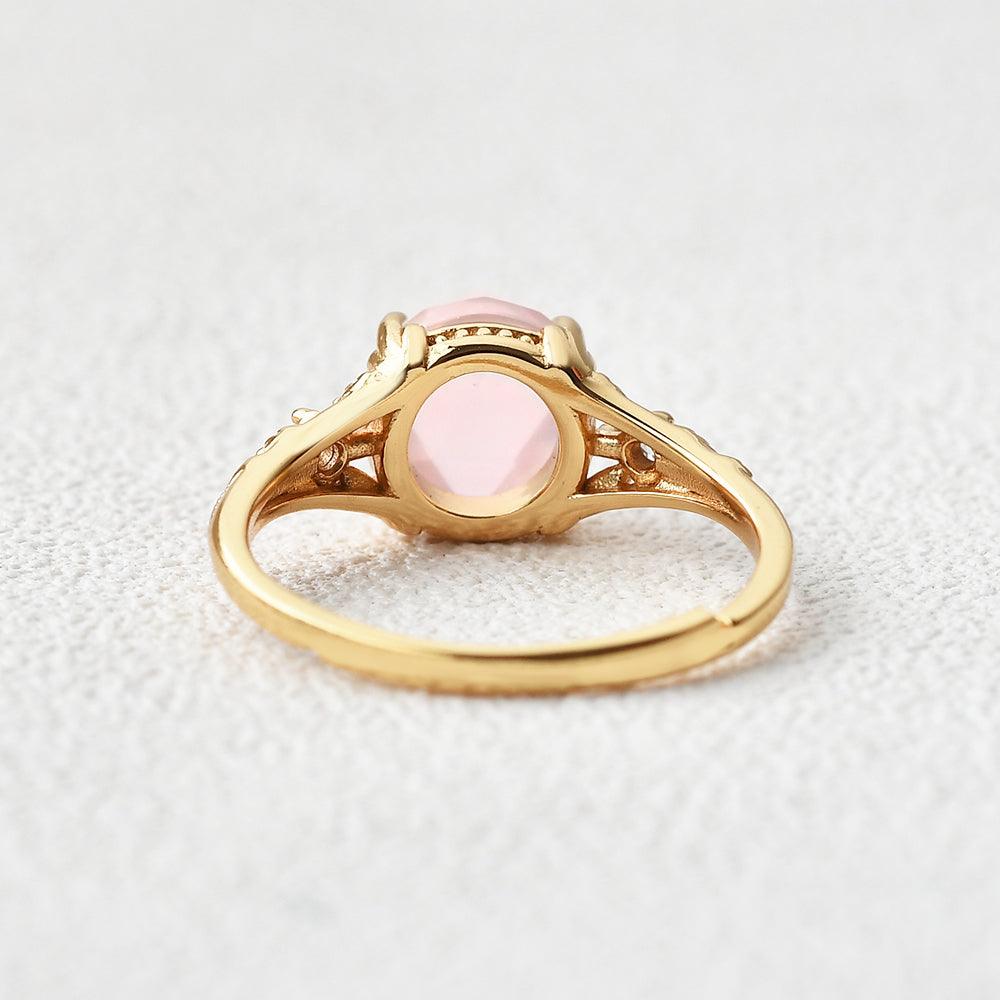 Rose Cut Pink Crsytal Vintage Inspired Yellow Gold Ring - Felicegals 丨Wedding ring 丨Fashion ring 丨Diamond ring 丨Gemstone ring--Felicegals 丨Wedding ring 丨Fashion ring 丨Diamond ring 丨Gemstone ring