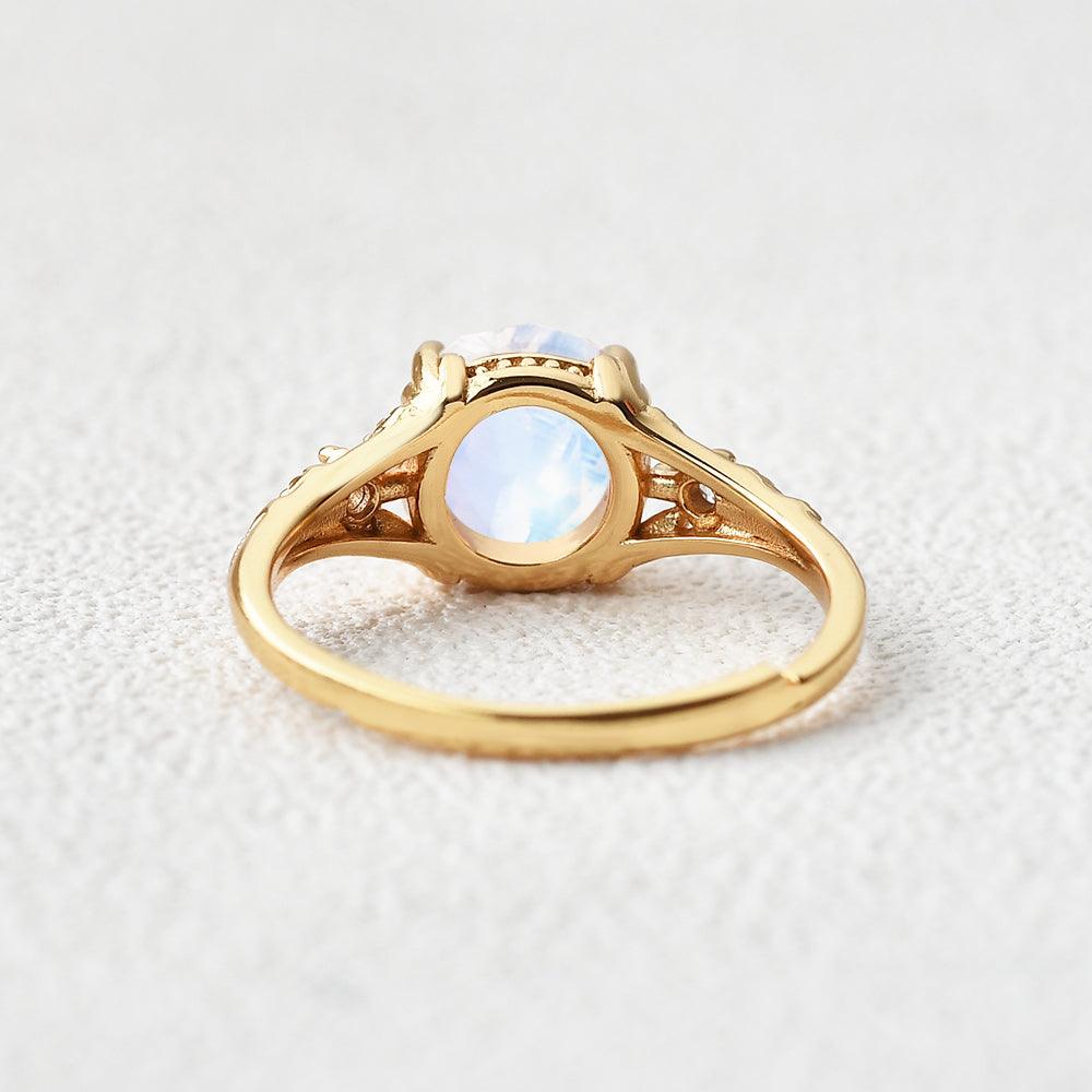 Rose Cut Moonstone Vintage Inspired Yellow Gold Ring - Felicegals 丨Wedding ring 丨Fashion ring 丨Diamond ring 丨Gemstone ring--Felicegals 丨Wedding ring 丨Fashion ring 丨Diamond ring 丨Gemstone ring