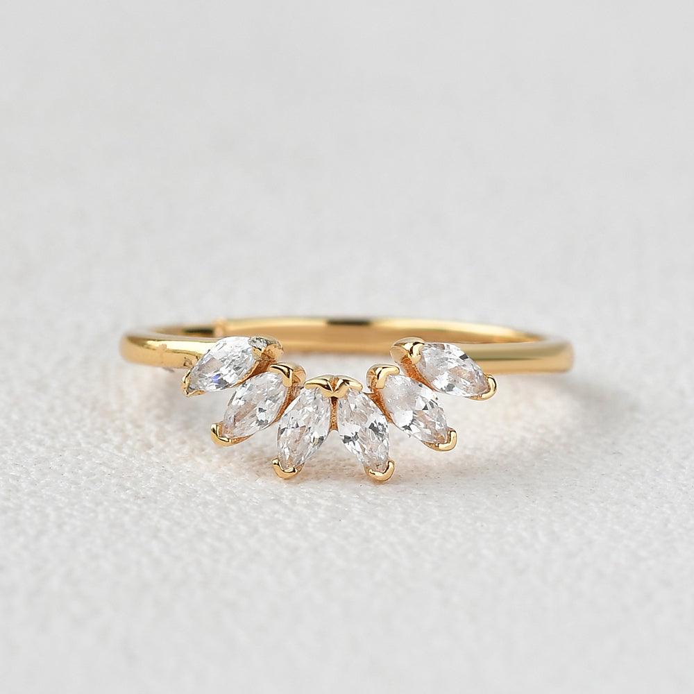 Marquise Moissanite Curved Wedding Band - Felicegals 丨Wedding ring 丨Fashion ring 丨Diamond ring 丨Gemstone ring--Felicegals