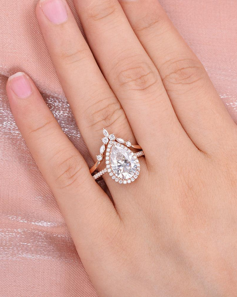 3.5ct Moissanite Inspired Ring Set 2pcs - Felicegals 丨Wedding ring 丨Fashion ring 丨Diamond ring 丨Gemstone ring--Felicegals