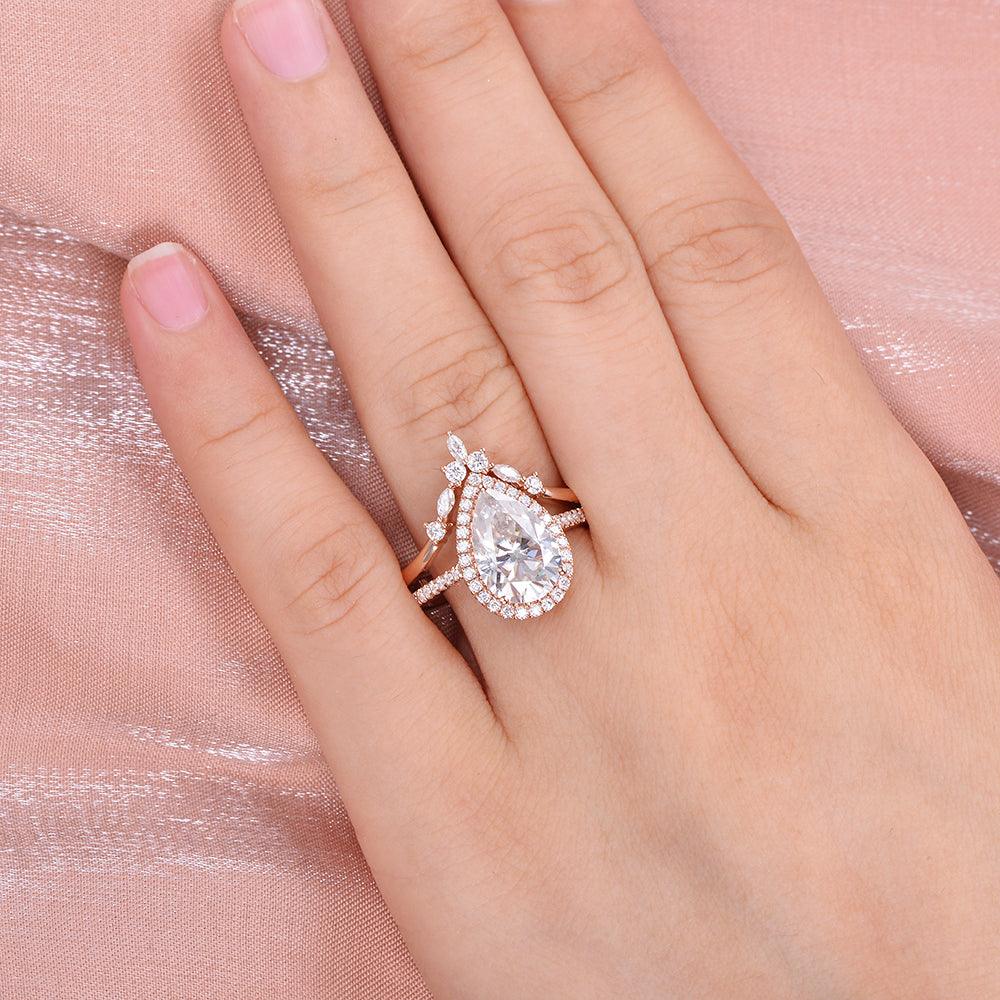 3.5ct Moissanite Inspired Ring Set 2pcs - Felicegals 丨Wedding ring 丨Fashion ring 丨Diamond ring 丨Gemstone ring--Felicegals