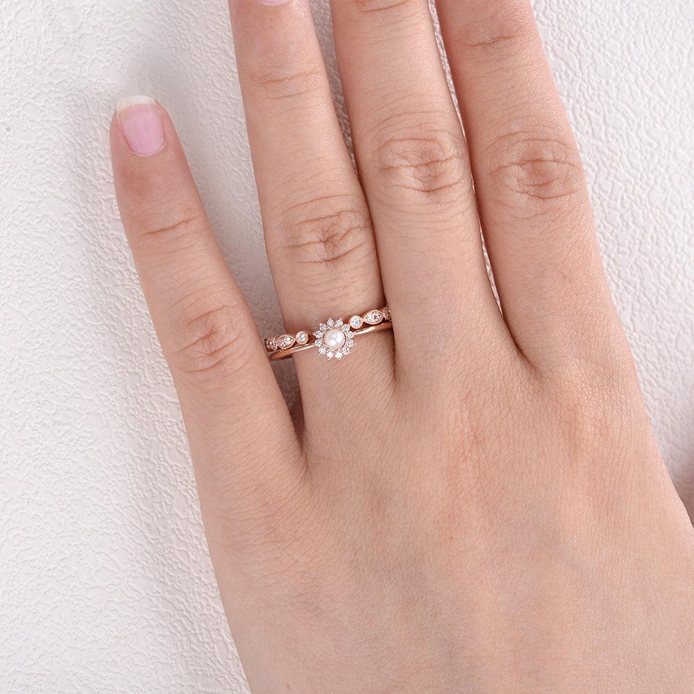 Mini Akoya Rose Gold Ring Set 2pcs - Felicegals
