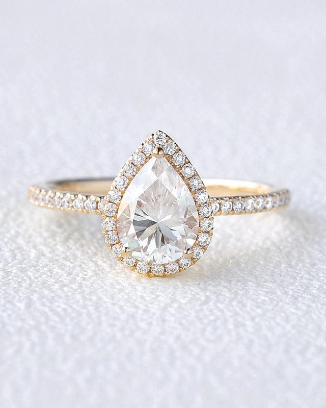Aura pear-shaped moissanite wedding ring - Felicegals