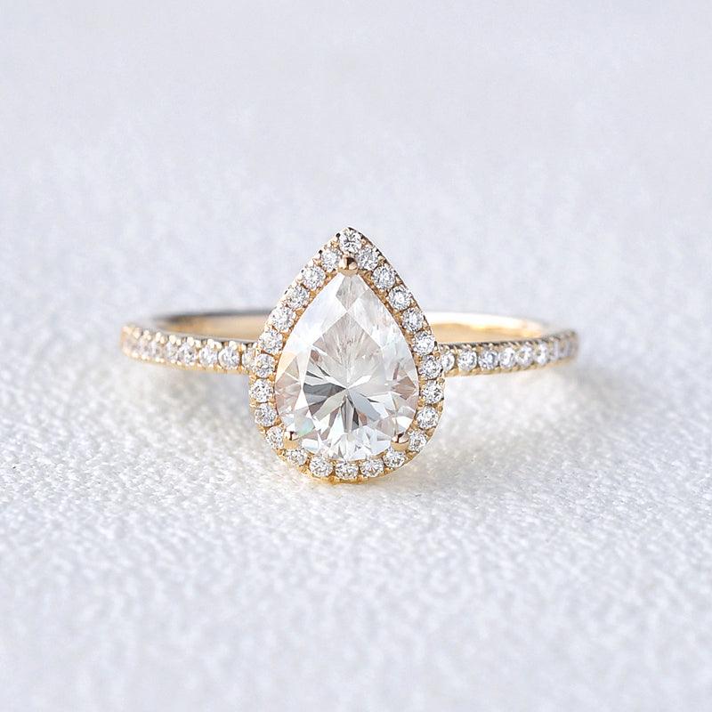 Aura pear-shaped moissanite wedding ring - Felicegals