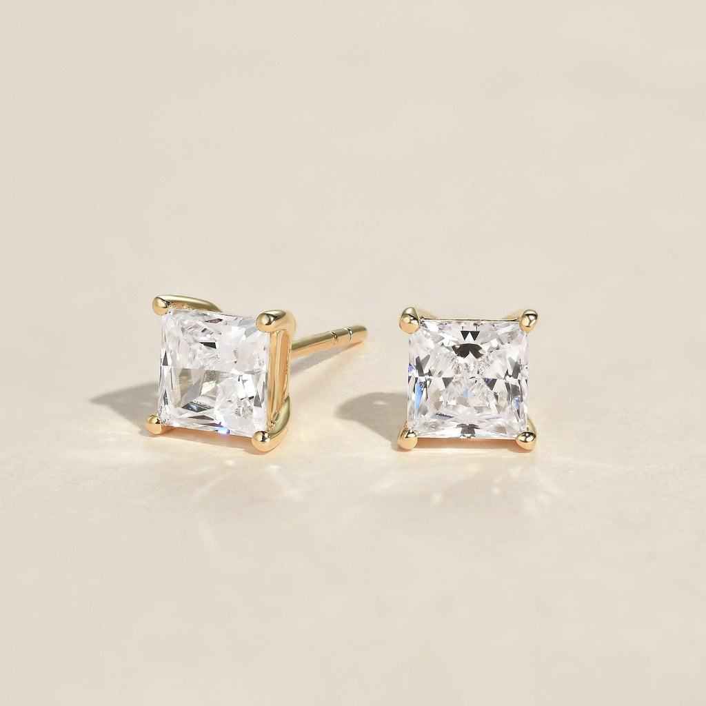 Princess Cut Classic Solitaire Gold Studs Set 2pcs - Felicegals 丨Wedding ring 丨Fashion ring 丨Diamond ring 丨Gemstone ring