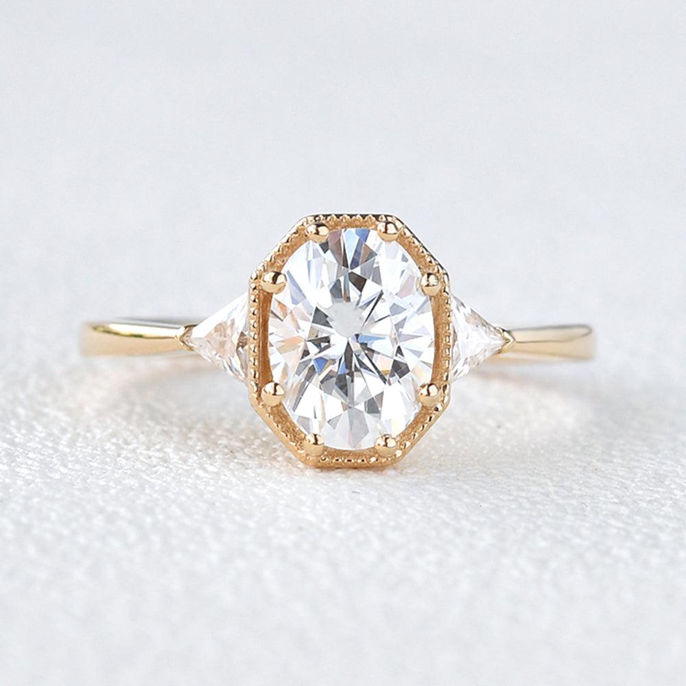 Geometric Moissanite Yellow Gold Vintage Ring - Felicegals