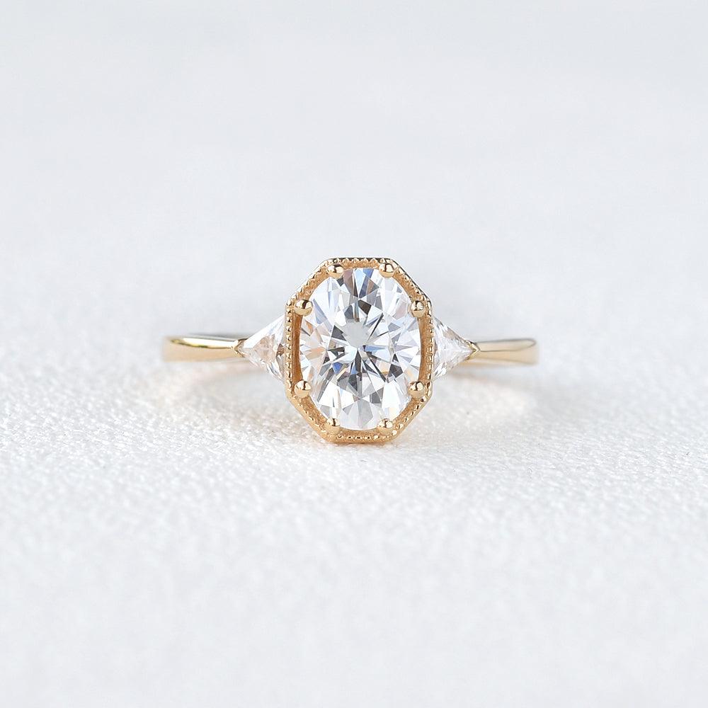 Geometric Moissanite Yellow Gold Vintage Ring - Felicegals