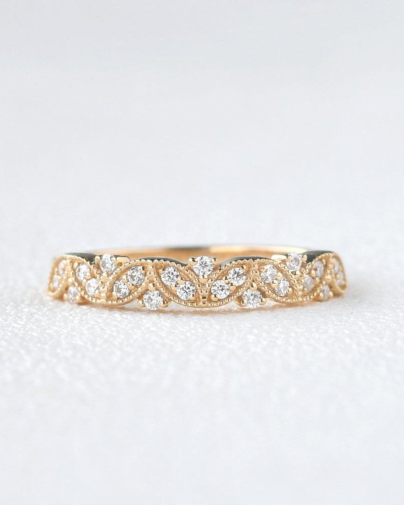 Moissanite Stacking Solid Gold Ring - Felicegals