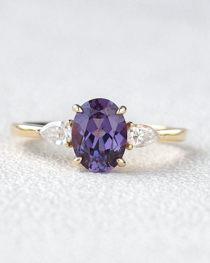 Lab Created Alexandrite Yellow Gold Ring - Felicegals