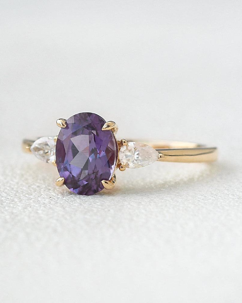 Lab Created Alexandrite Yellow Gold Ring - Felicegals