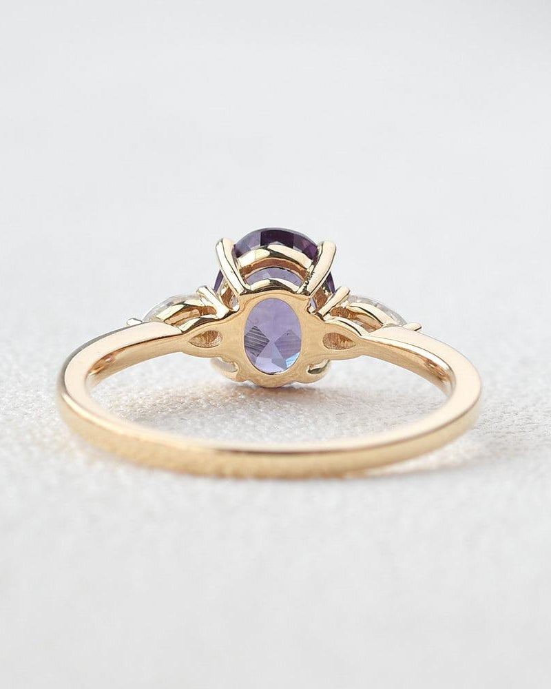 Lab Created Alexandrite Yellow Gold Ring - Felicegals
