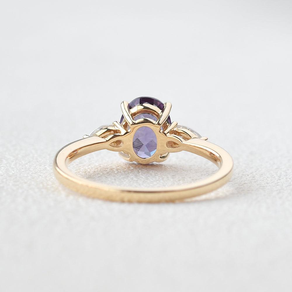 Lab Created Alexandrite Yellow Gold Ring - Felicegals