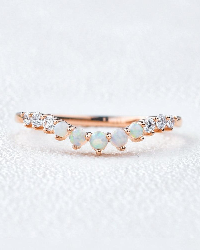 Natural Opal Cluster Rose Gold Ring - Felicegals