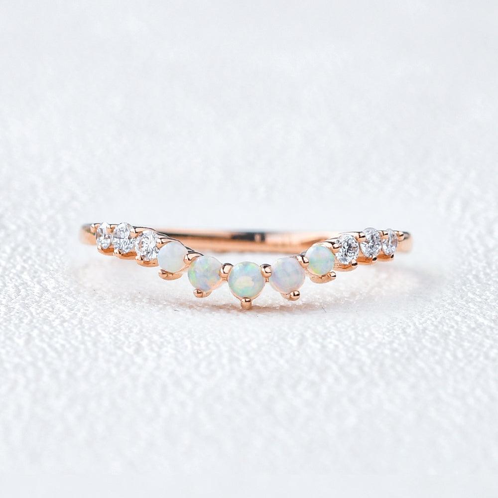 Natural Opal Cluster Rose Gold Ring - Felicegals