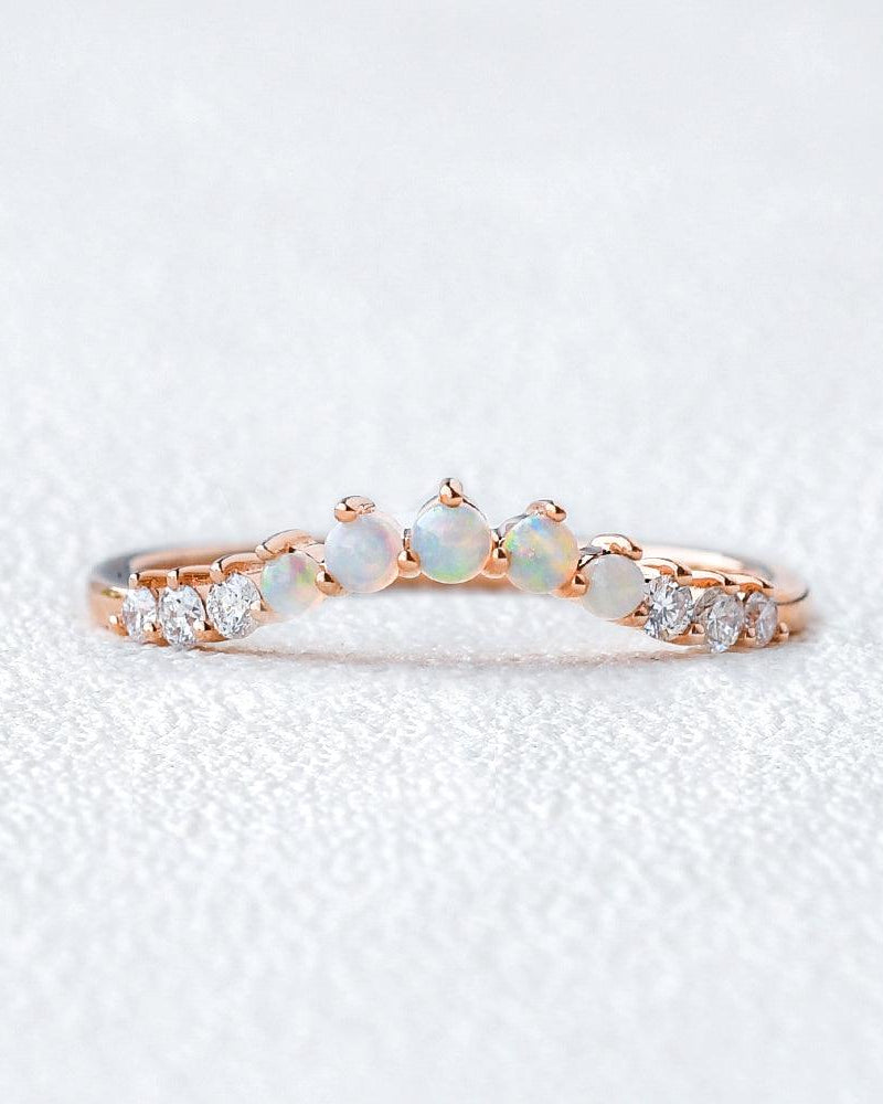 Natural Opal Cluster Rose Gold Ring - Felicegals