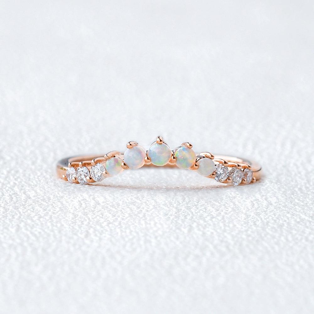 Natural Opal Cluster Rose Gold Ring - Felicegals