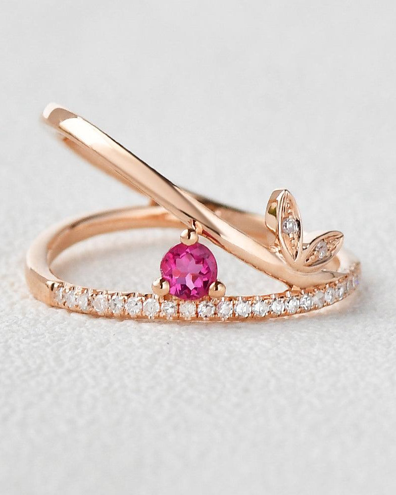 Natural Ruby & Moissanite Inspired Ring - Felicegals