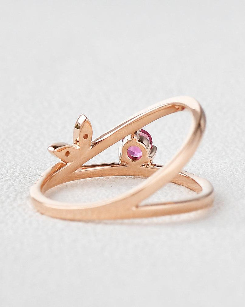 Natural Ruby & Moissanite Inspired Ring - Felicegals