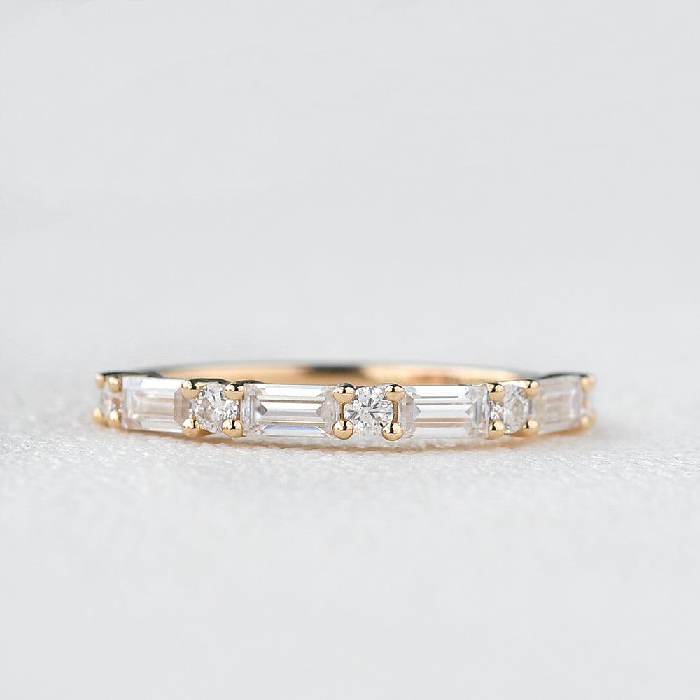Moissanite Band Yellow Gold Antique Ring - Felicegals