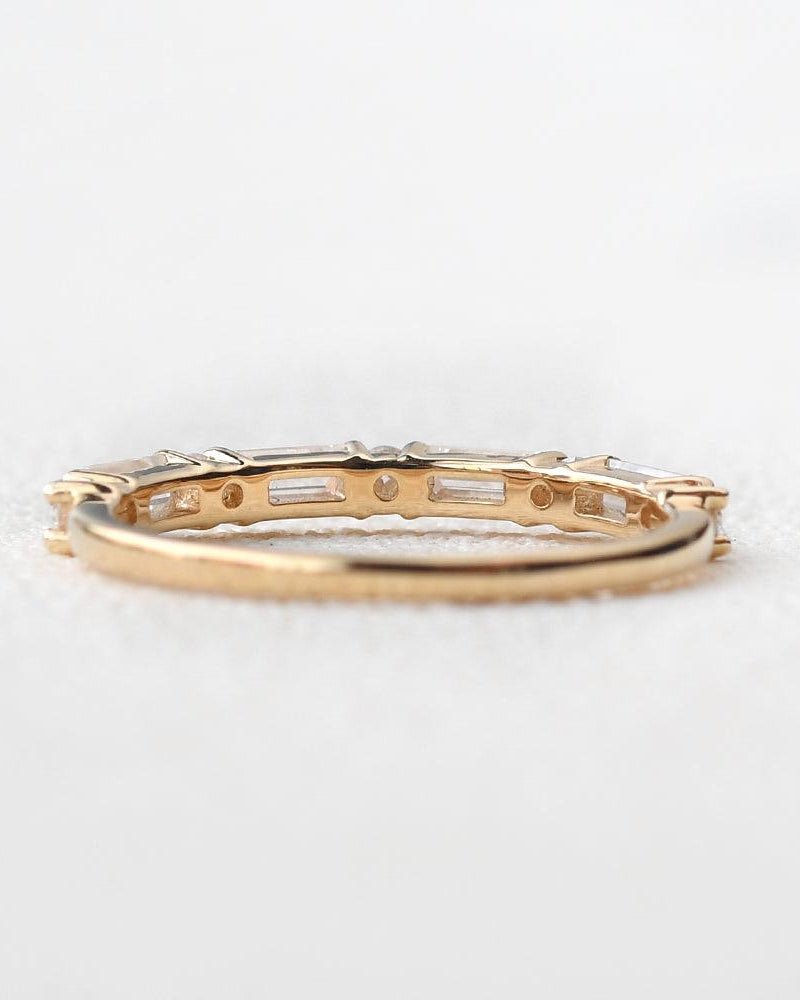 Moissanite Band Yellow Gold Antique Ring - Felicegals
