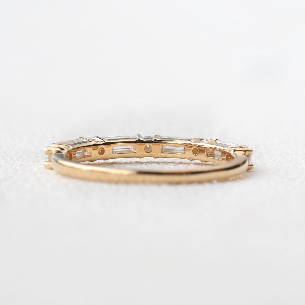 Moissanite Band Yellow Gold Antique Ring - Felicegals