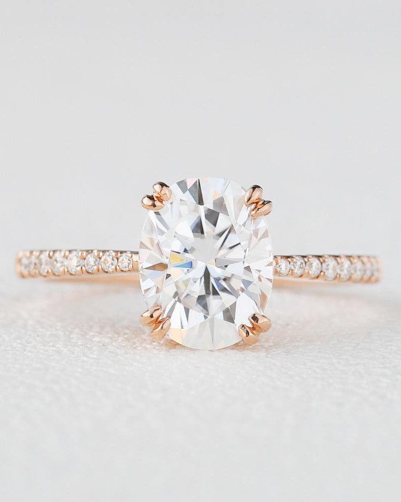 2ct Oval Moissanite Rose Gold Ring - Felicegals