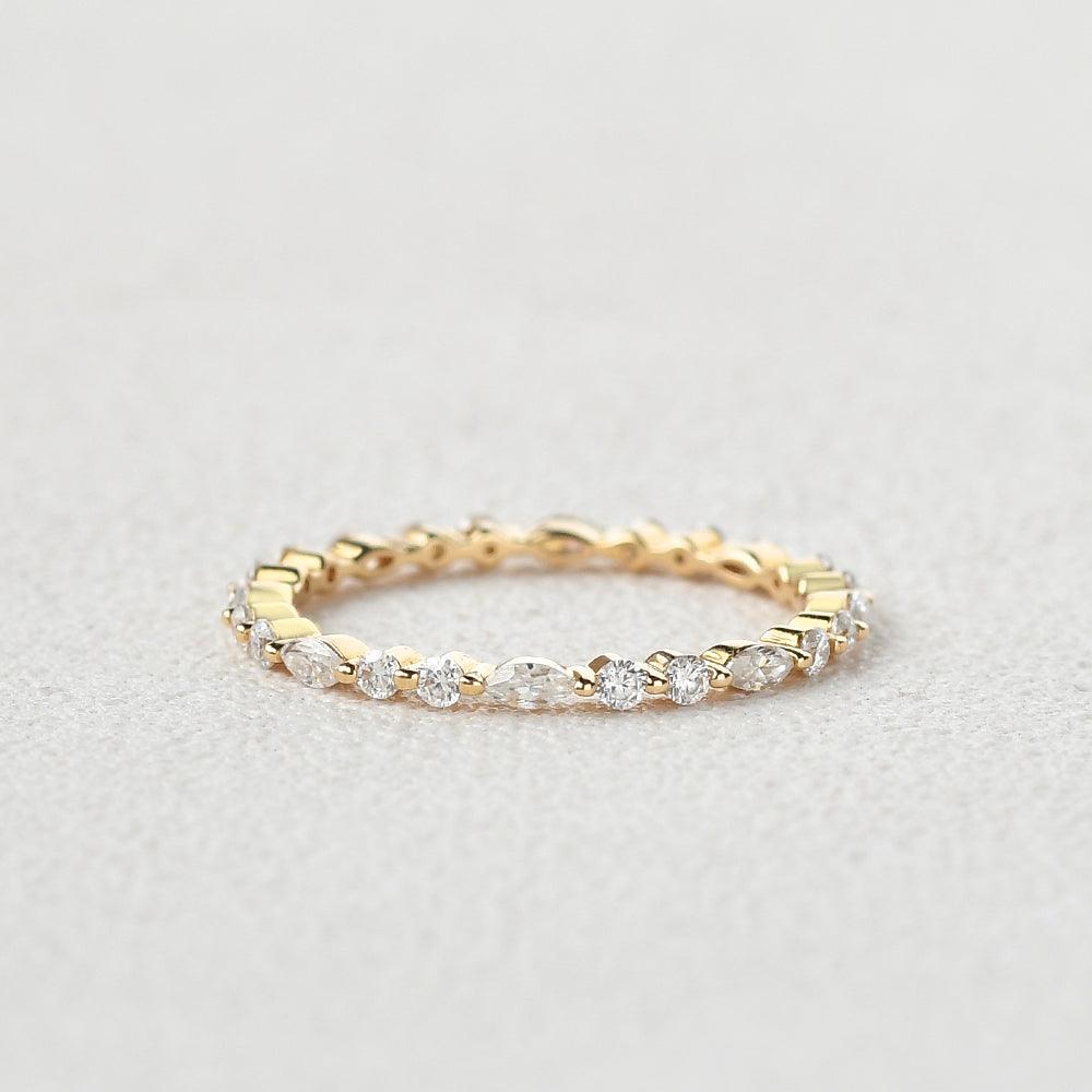 Moissanite Yellow Gold Full Eternity Ring - Felicegals 丨Wedding ring 丨Fashion ring 丨Diamond ring 丨Gemstone ring--Felicegals 丨Wedding ring 丨Fashion ring 丨Diamond ring 丨Gemstone ring