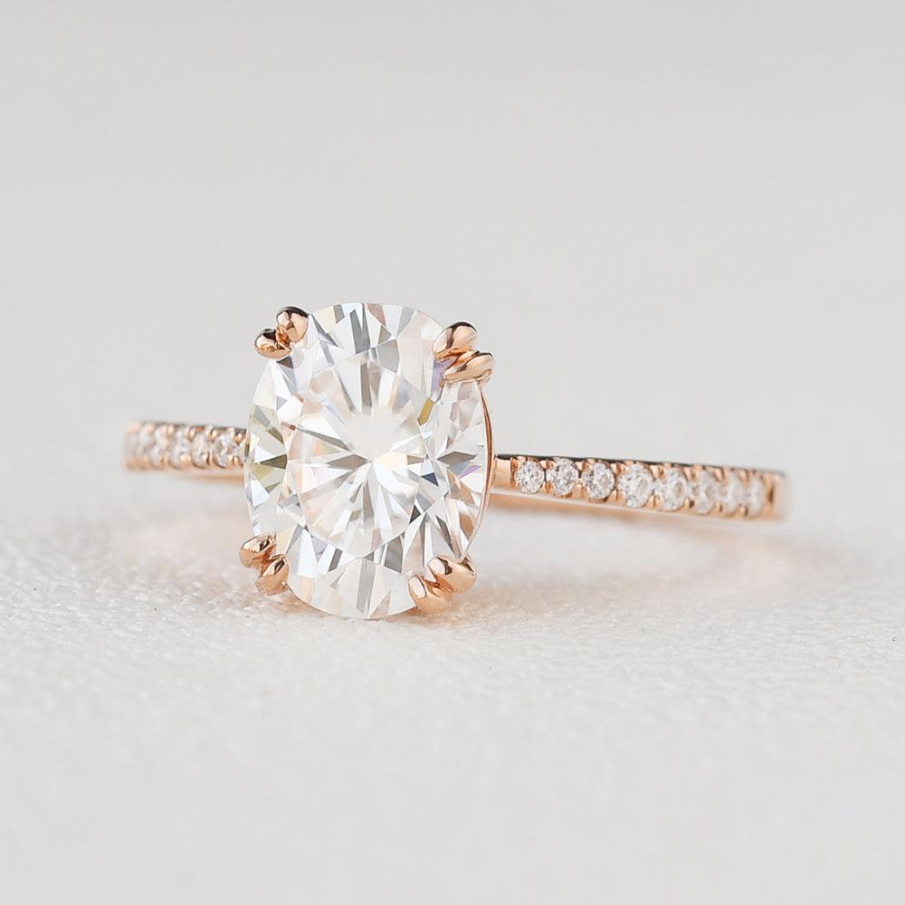 2ct Oval Moissanite Rose Gold Ring - Felicegals