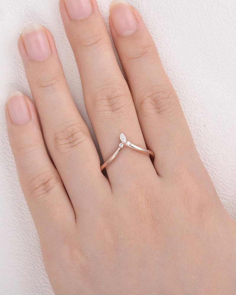 Curved Moissanite Stacking Wedding Band - Felicegals