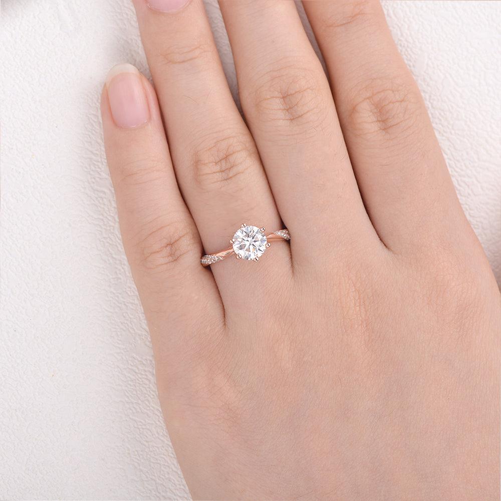 1ct Six Prongs Solitaire Rose Gold Ring - Felicegals