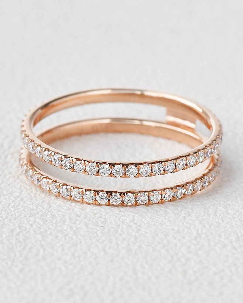 Eternity Moissanite Rose Gold Cage/I Ring - Felicegals