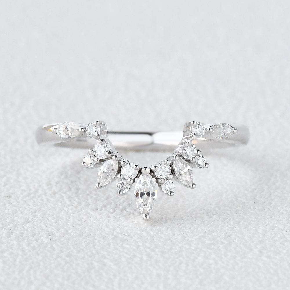 Moissanite Stacking White Gold Ring - Felicegals