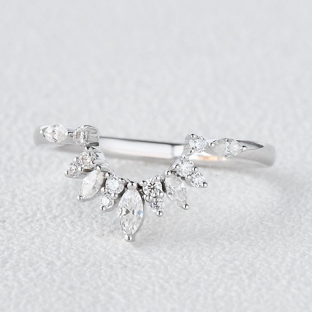 Moissanite Stacking White Gold Ring - Felicegals