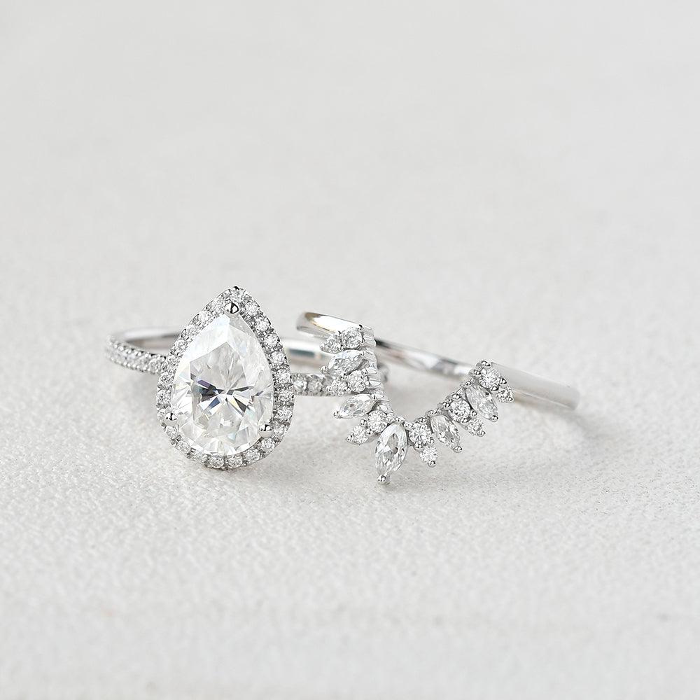 2ct Moissanite Inspired Ring Set 2pcs - Felicegals 丨Wedding ring 丨Fashion ring 丨Diamond ring 丨Gemstone ring--Felicegals