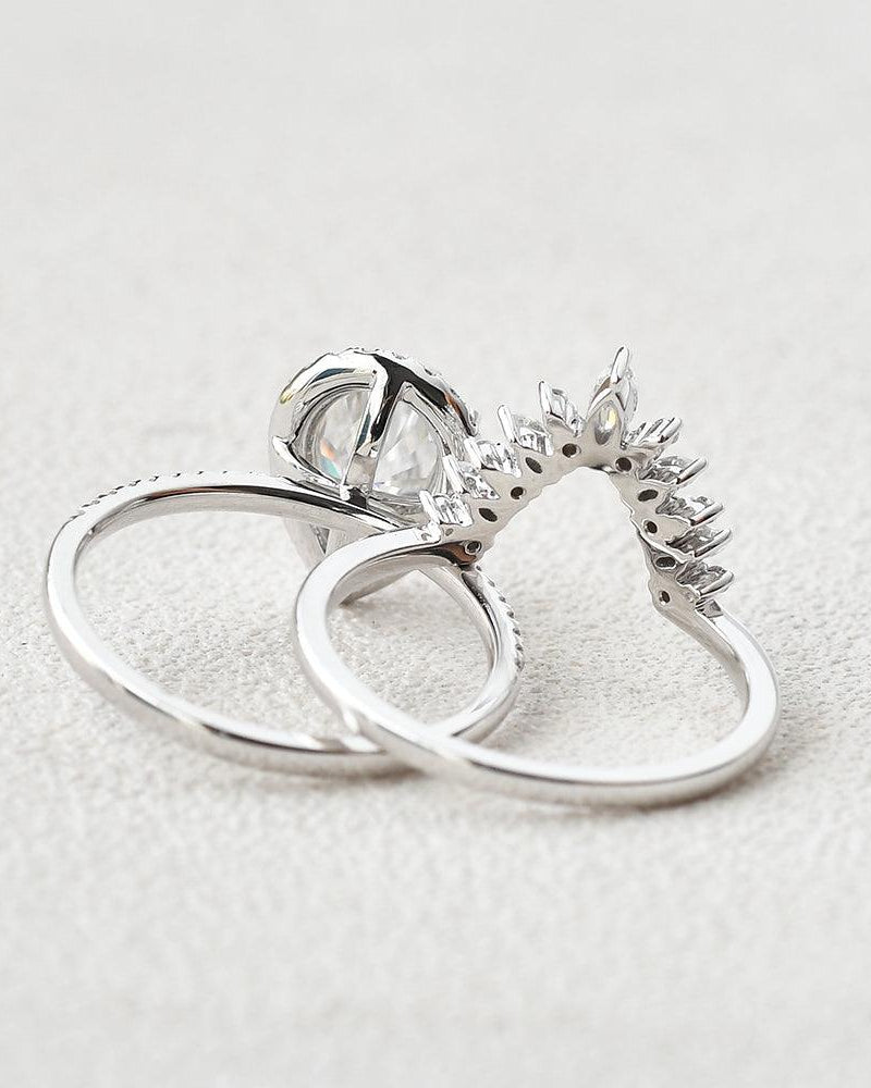 2ct Moissanite Inspired Ring Set 2pcs - Felicegals 丨Wedding ring 丨Fashion ring 丨Diamond ring 丨Gemstone ring--Felicegals