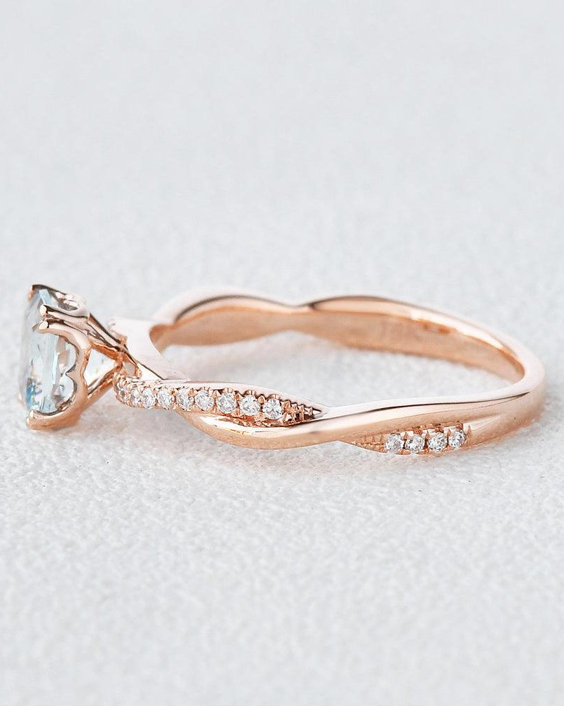 Aquamarine Solitaire Ring March Birthstone - Felicegals