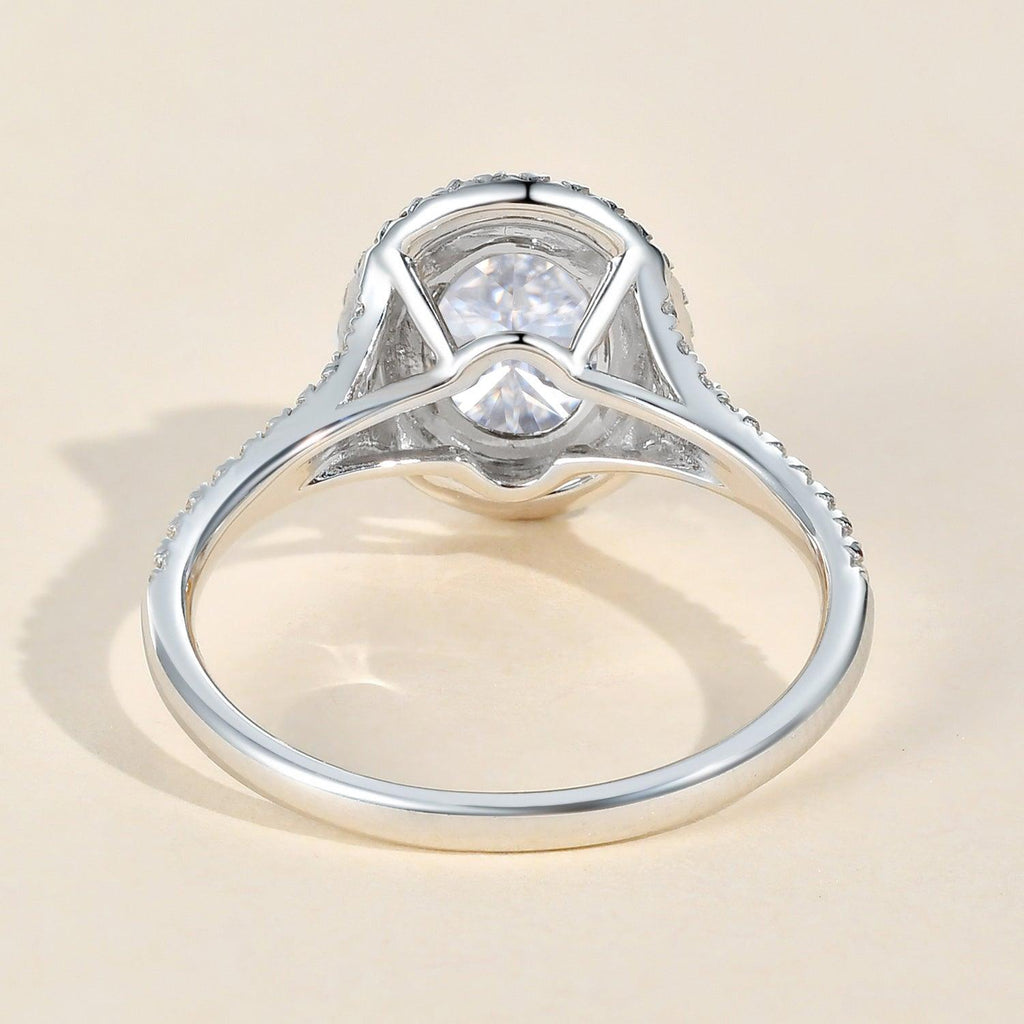 1.0ct Oval Cut Moissanite Double Halo Ring - Felicegals 丨Wedding ring 丨Fashion ring 丨Diamond ring 丨Gemstone ring