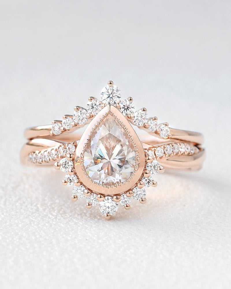 Infinity Moissanite 14K Gold Ring Set 2pcs - Felicegals