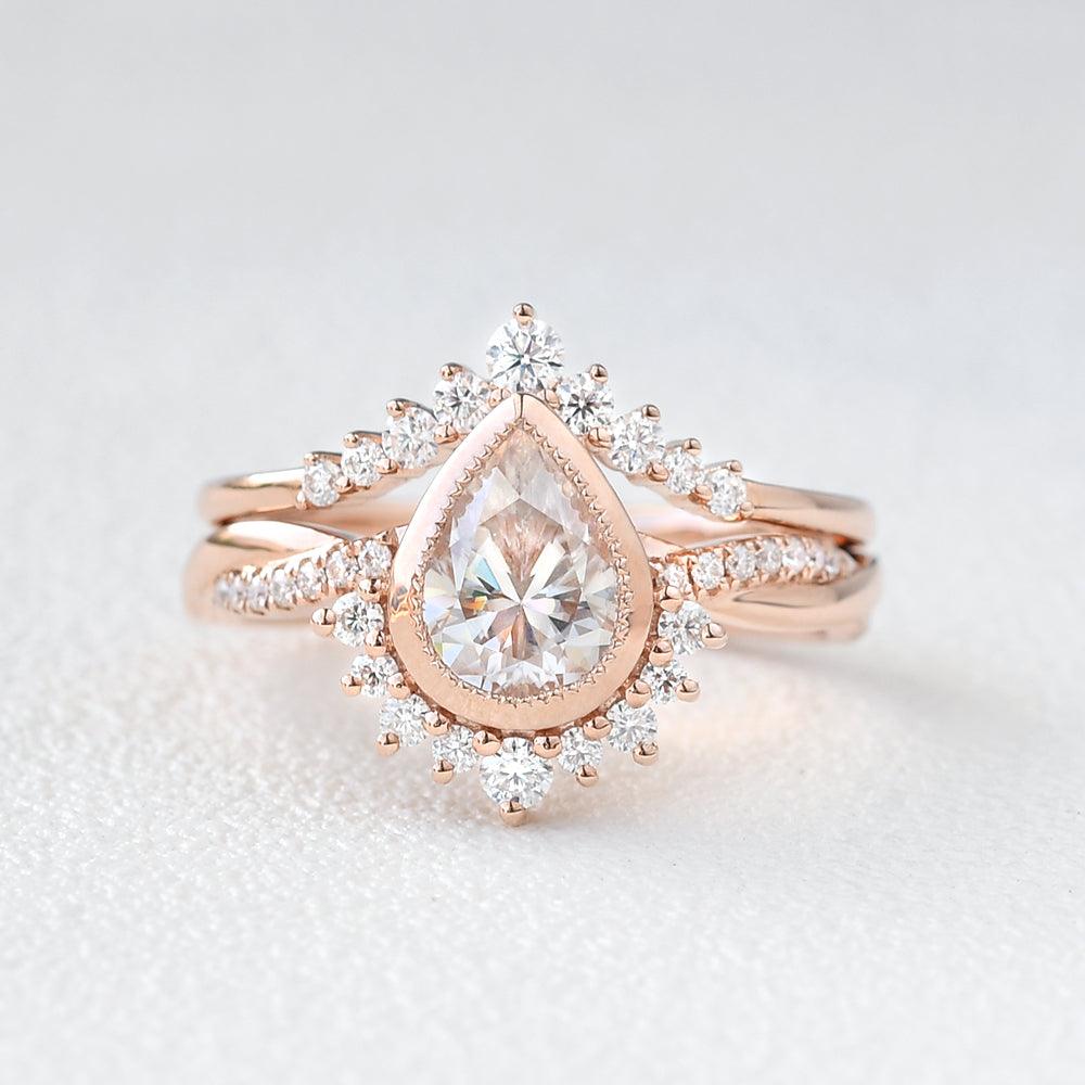 Infinity Moissanite 14K Gold Ring Set 2pcs - Felicegals