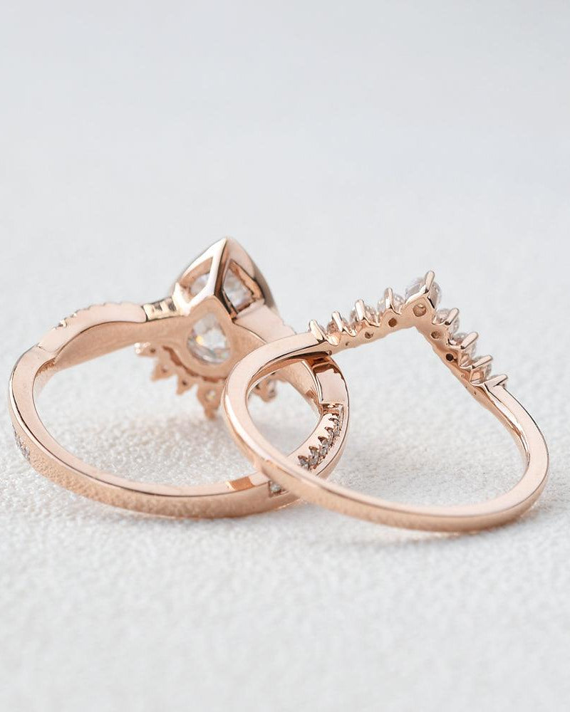 Infinity Moissanite 14K Gold Ring Set 2pcs - Felicegals