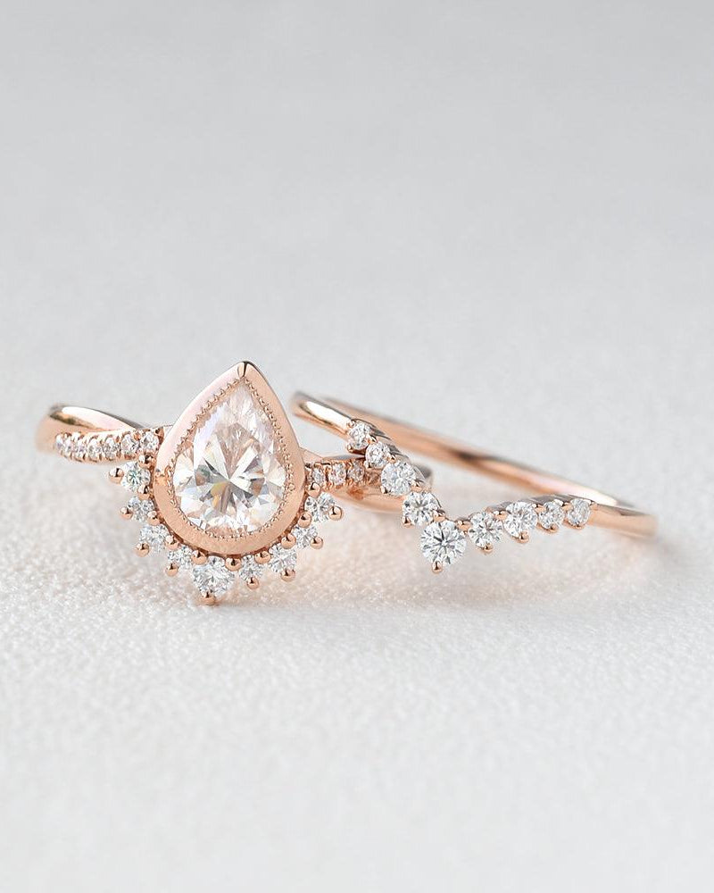 Infinity Moissanite 14K Gold Ring Set 2pcs - Felicegals