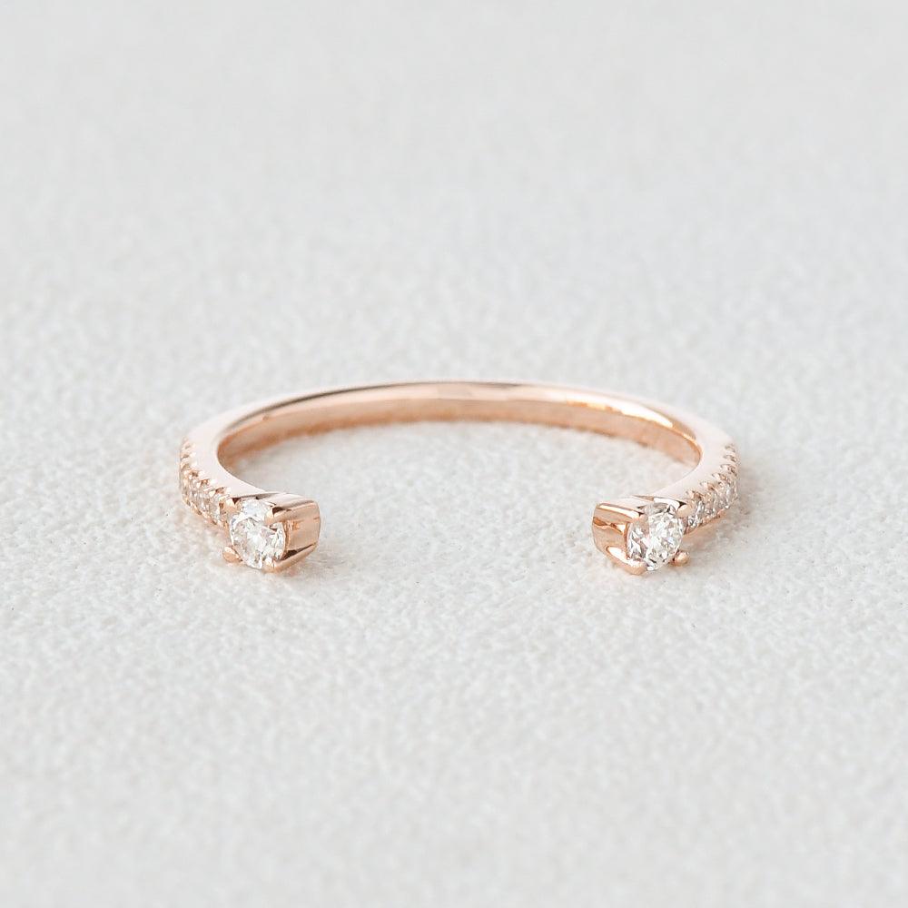Moissanite Cuff Rose Gold Ring - Felicegals