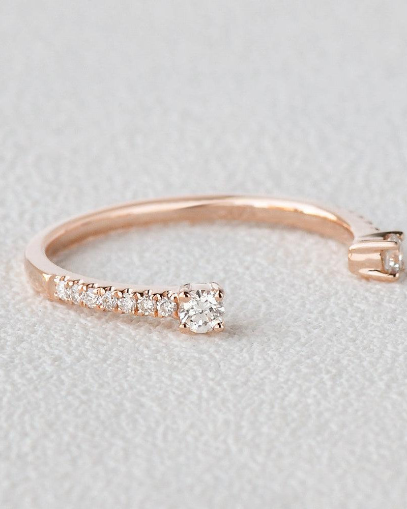 Moissanite Cuff Rose Gold Ring - Felicegals