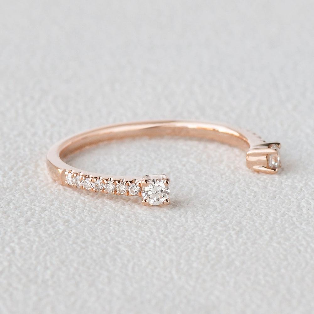 Moissanite Cuff Rose Gold Ring - Felicegals