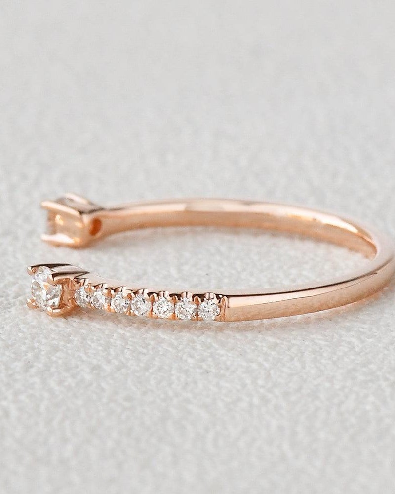 Moissanite Cuff Rose Gold Ring - Felicegals